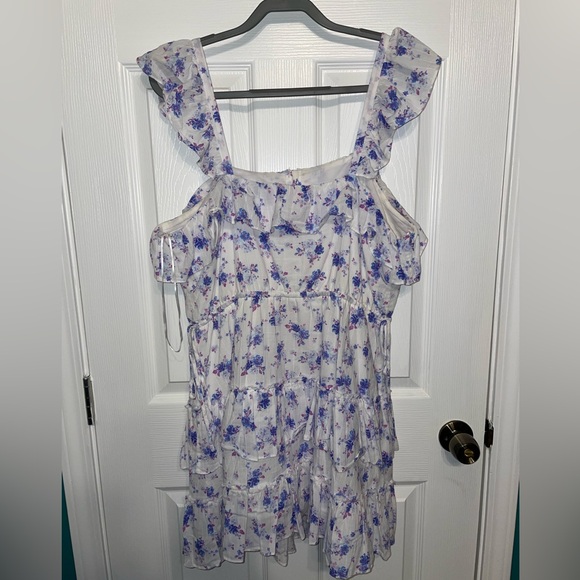 XL LOVESHACKFANCY X Target Amalie Ruffled Tiered Floral Dress Blue Purple - Picture 4 of 5